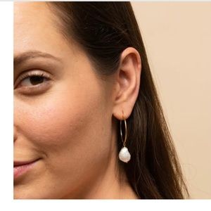 Mejuri large organic pearl hoop earrings